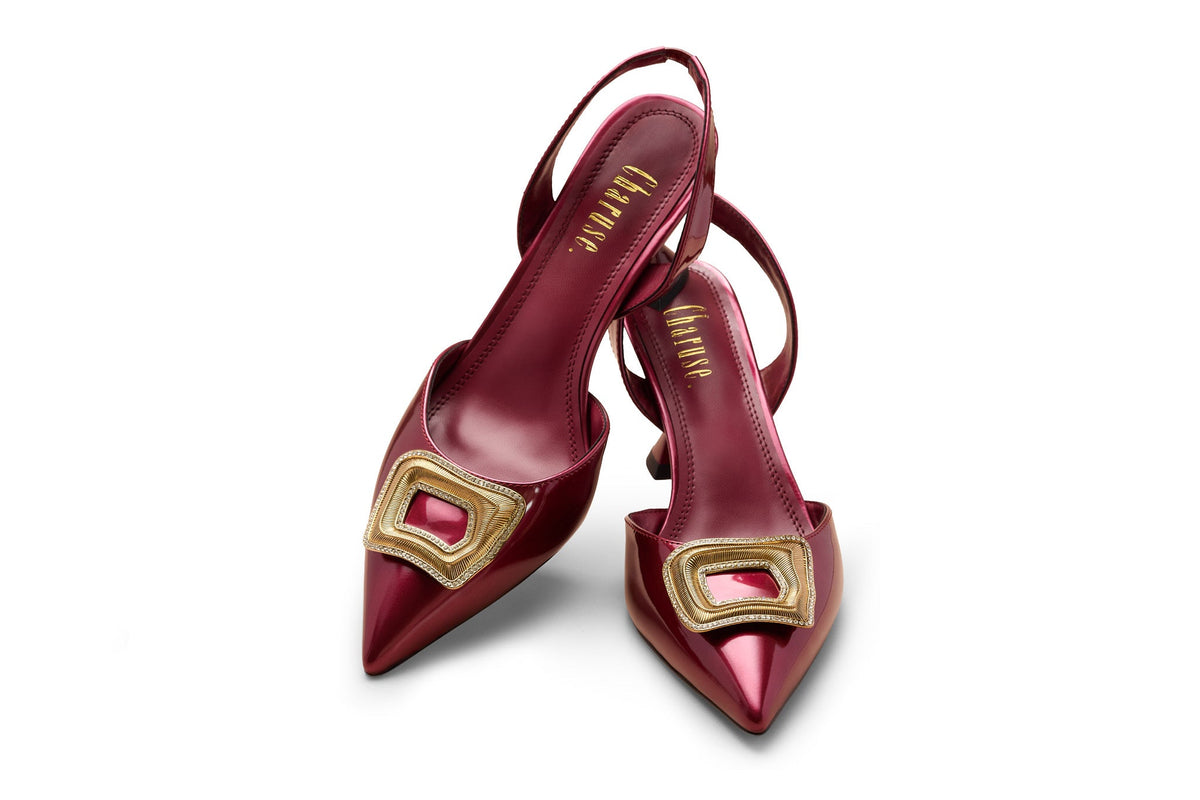 Front view of Charuse Statement wine 3-inch slingback heel in extended women's sizes US 10–13 (EU 42–46).