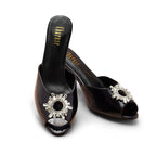 Front view of Charuse Statement black 2-inch slingback heel in extended women's sizes US 10–13 (EU 42–46).